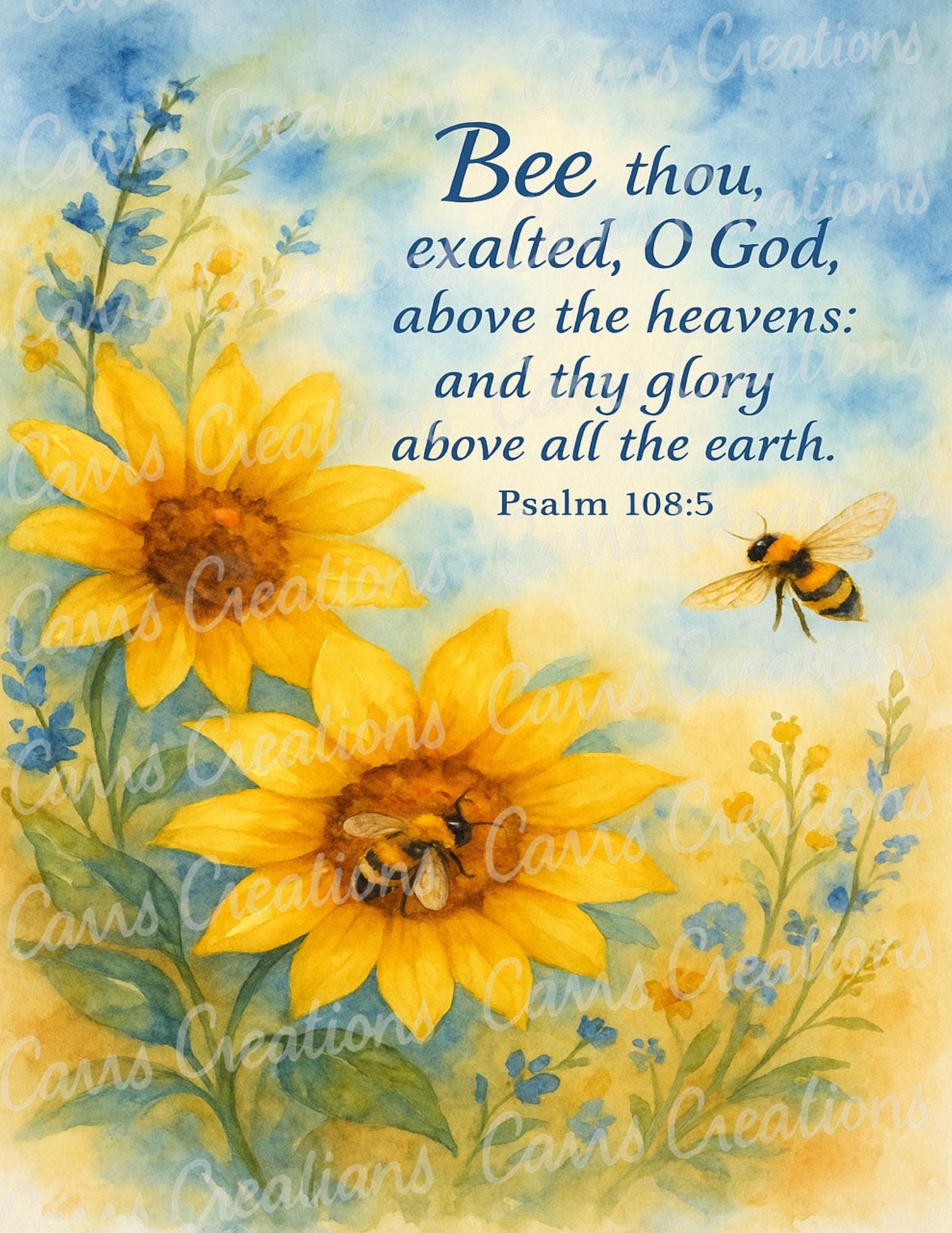Bee and Sunflower KJV Scripture Art Print (digital Download) - Etsy