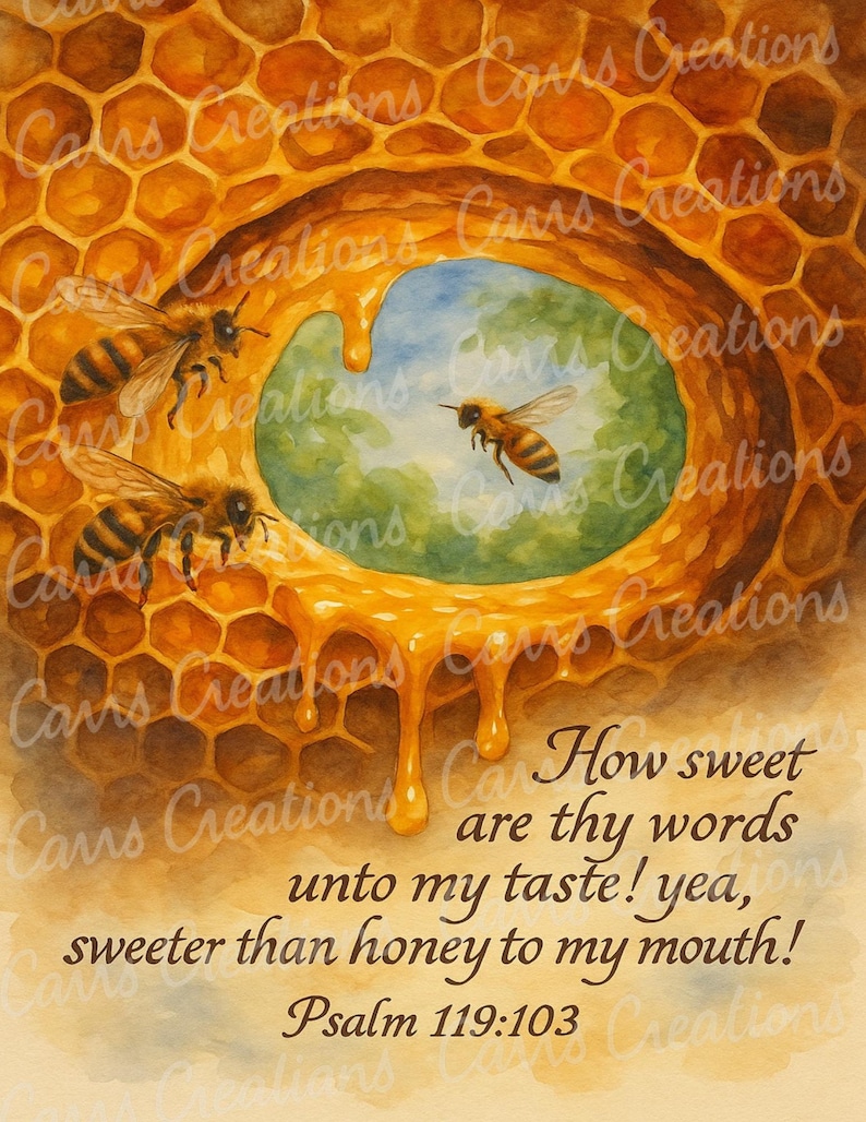 Bee KJV Scripture Print – Honeycomb Wall Art (digital Download) - Etsy