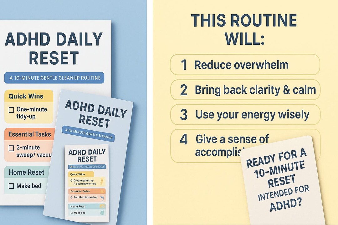 ADHD Daily Reset – Minimalist Printable Routine Checklist (instant ...