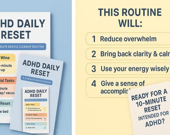 ADHD Daily Reset – Minimalist Printable Routine Checklist (Instant Download)