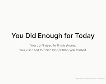 Foglio di ripristino dell'ADHD per giornate travolgenti / Stampabile delicato per liberarsi dal senso di colpa e ricominciare da capo