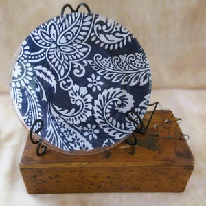 Dinnerware set of 4, Fabric backed glass plates. Gift for Mom,wedding shower,hand crafted.Dinner 10.5"Salad 7.5", reverse decoupage,floral