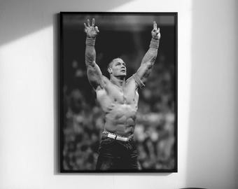 Poster Print John Cena Prime, Wrestler Poster Black and White Wall Art (Digital Download)