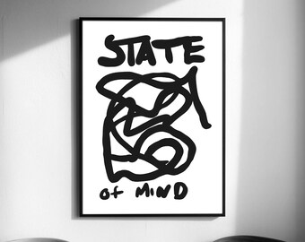 State Of Mind Poster Print, Black and White Fashion Wall Art (Digital Download)