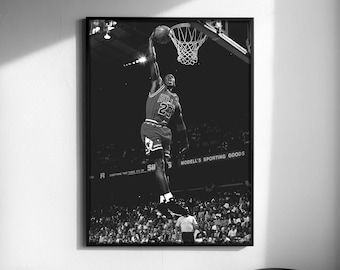 Black and White MJ Dunk Photography Art, Basketball Poster Print (Digital Download)