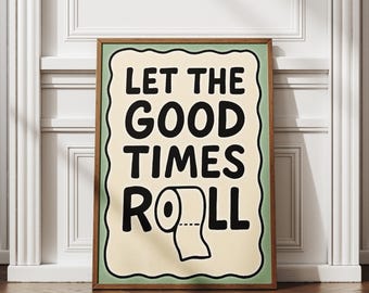 Funny Bathroom Decor Print – Retro Toilet Paper Art (Digital Download)