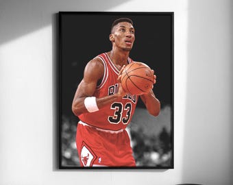 Poster Print Scottie Pippen Locked In, Retro Basketball Art Print (Digital Download)