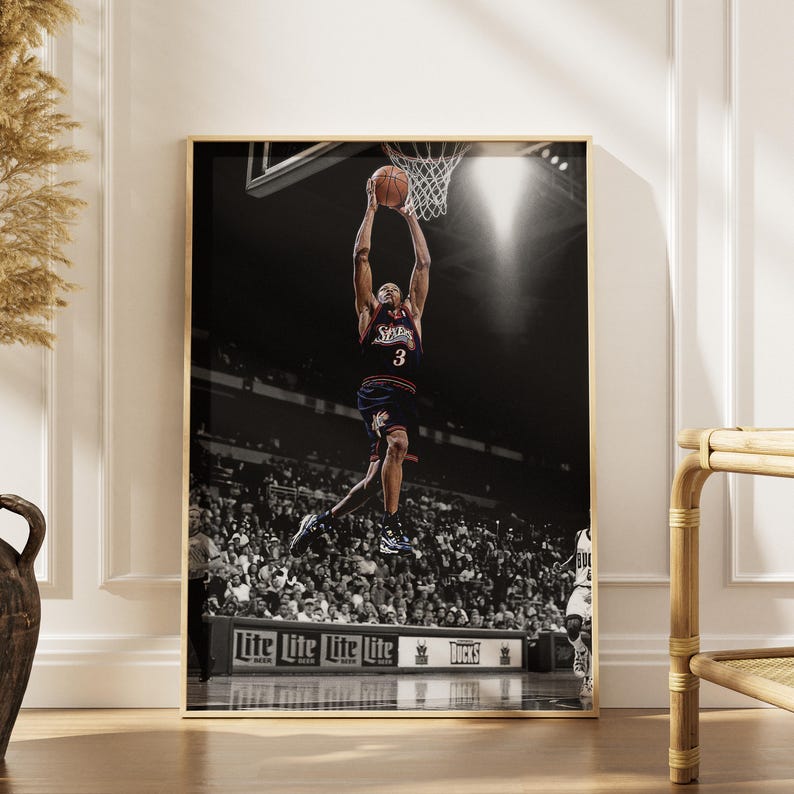 The Answer Allen Iverson Dunk Poster, Wall Art Print, Basketball Poster ...