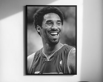 Iconic Kobe Bryant Black And White Poster, Basketball Wall Art (Digital Download)