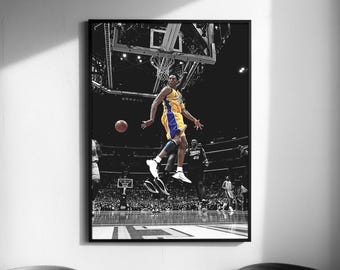 Kobe Bryant Black Mamba Flying Dunk Poster, Vintage Basketball Art (Digital Download)