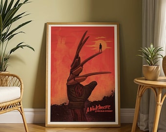 Halloween On Elm Street Wall Art Print, Spooky Horror Movie Vintage Wall Art (Digital Download)
