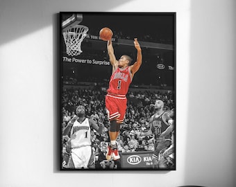 Iconic Derrick Rose Dunk Sports Poster, Basketball Wall Art (Digital Download)