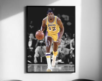 Magic LA Dribble Poster, Wall Art Print, Basketball Poster, Sport Poster (Digital Download)