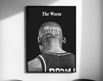 Dennis Rodman Poster, 'The Worm', Retro Basketball Art (Digital Download)