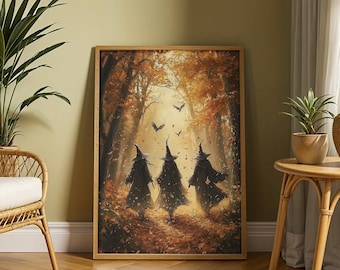 Halloween The Three Witcher, Spooky Horror Cute Ghost Painting Wall Art (Digital Download)