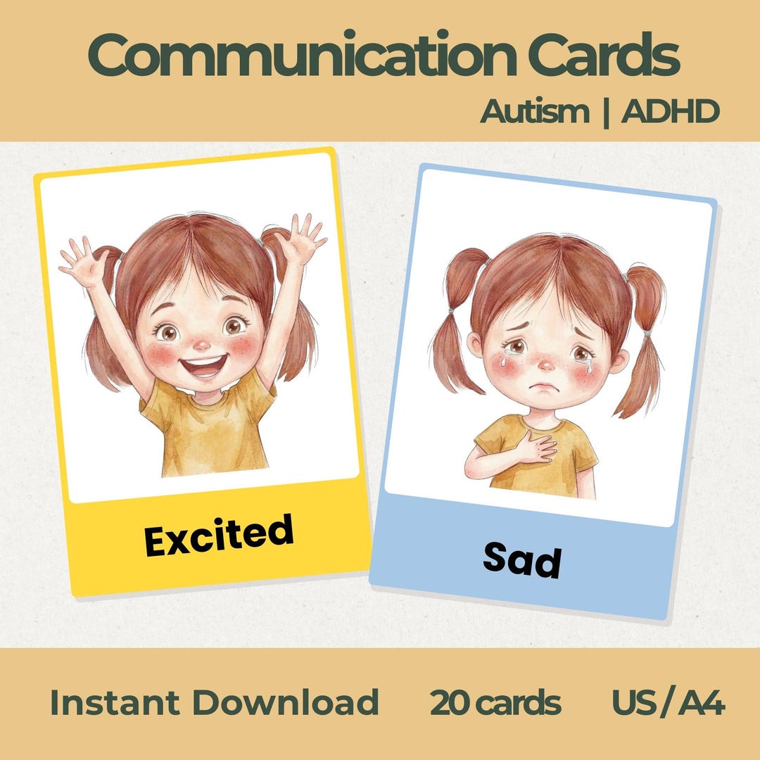 Autism Communication Cards Printable | Emotion Flashcards for Kids ...