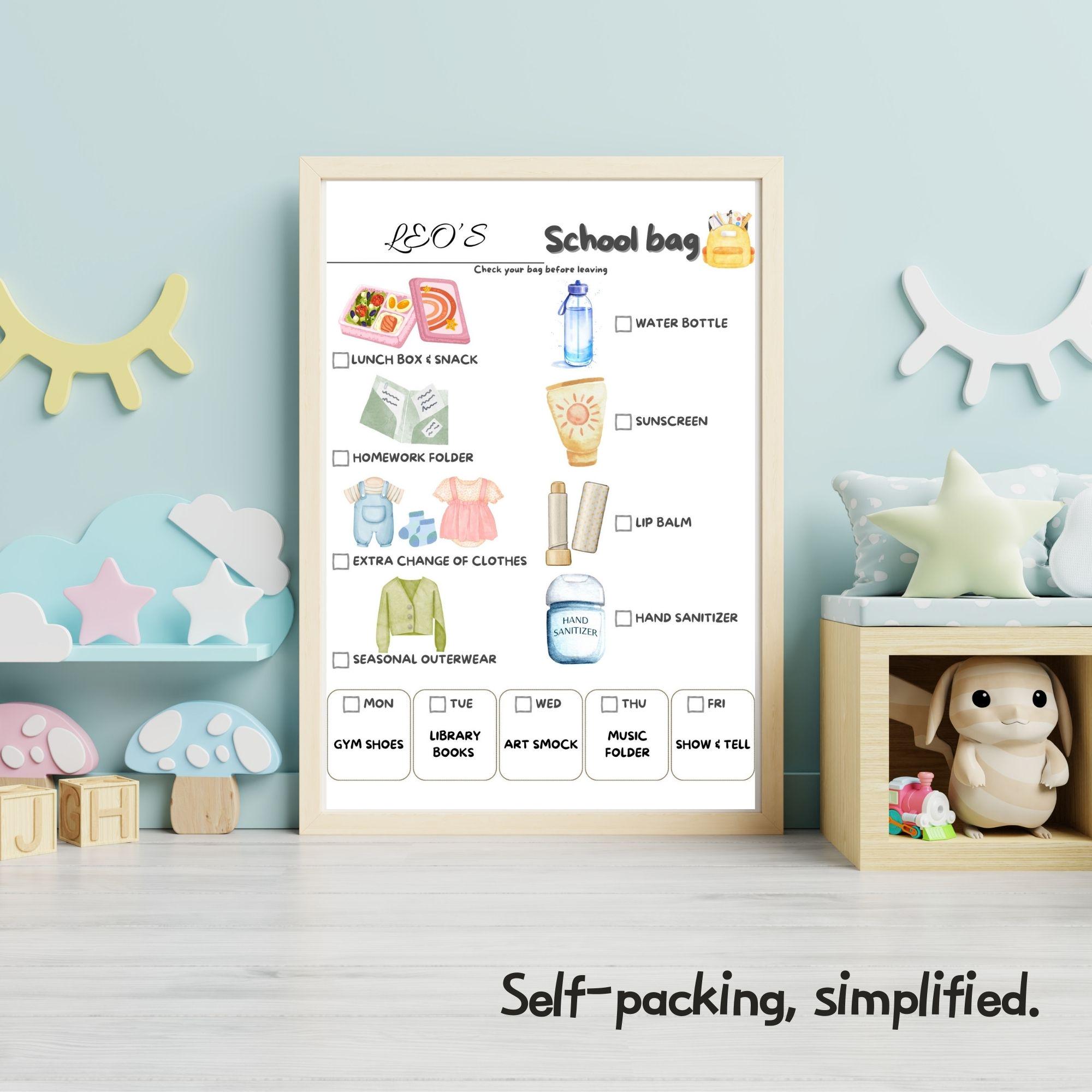 ADHD Autism Backpack Checklist Printable Editable Morning Routine - Etsy