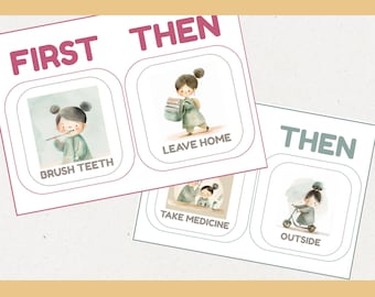 Autism Visual Schedule First Then Board for Toddlers, ADHD Routine Cards Printable