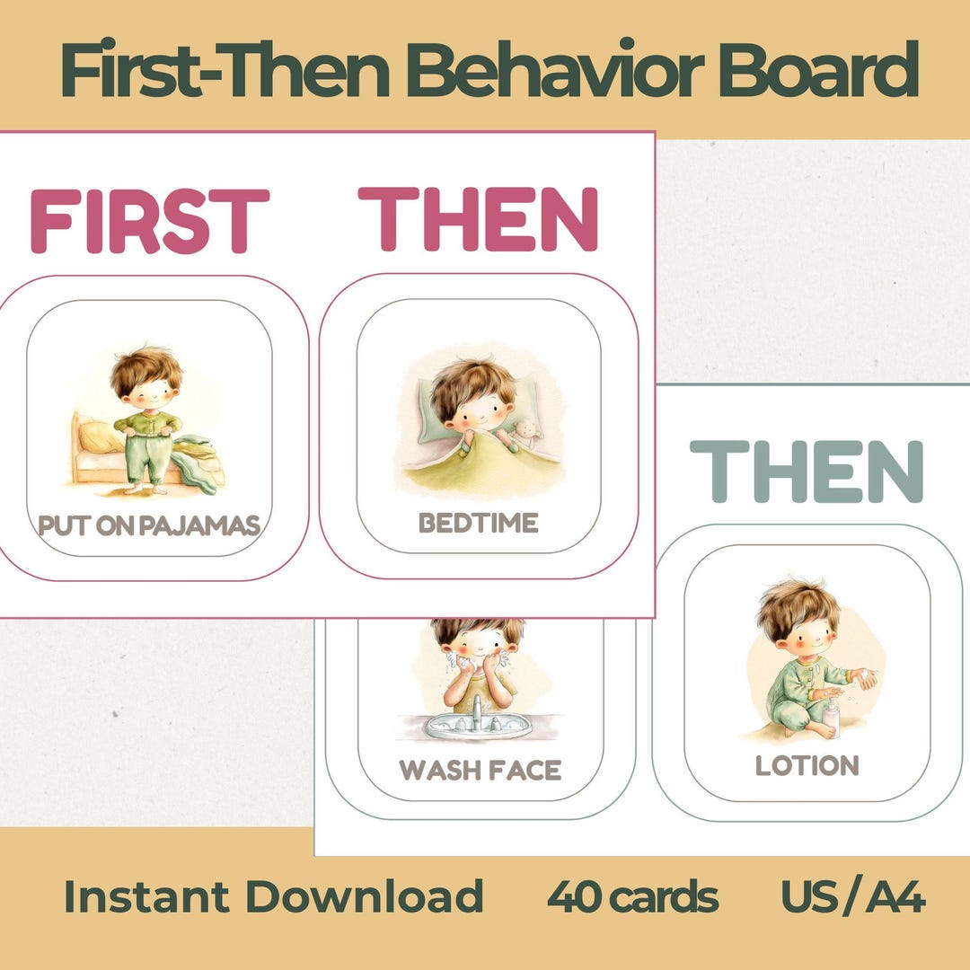 Autism Visual Schedule First Then Board for Boys, ADHD Behavior Chart ...