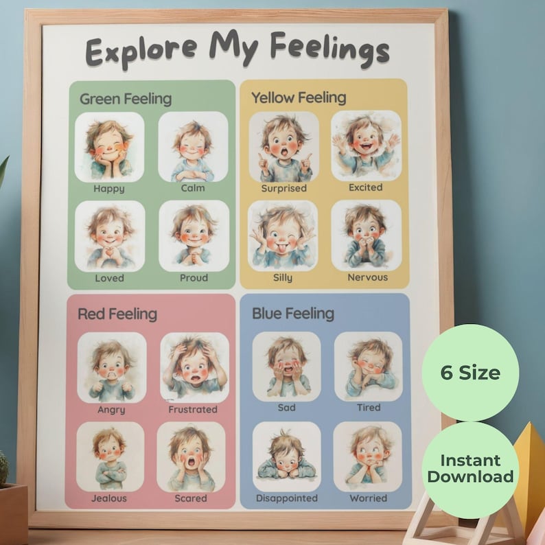 Printable Emotions Chart for Kids Emotional Regulation and Calm Down ...