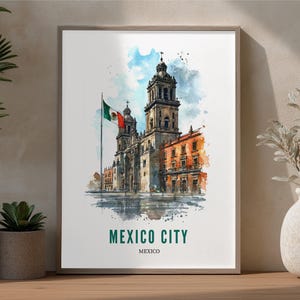 Arte murale di Città del Messico / Poster acquerello CDMX / Stampa di viaggio / Decorazione minimalista del Messico / Arte urbana stampabile