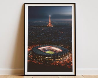 Parc des Princes Poster – Paris Football Watercolor Print | French Soccer Stadium Wall Art | Minimalist Sports Art