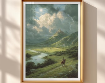 The legend of Zelda Poster | Hyrule Castle – Fantasy Watercolor Print | Magical Castle Illustration | Gaming Decor
