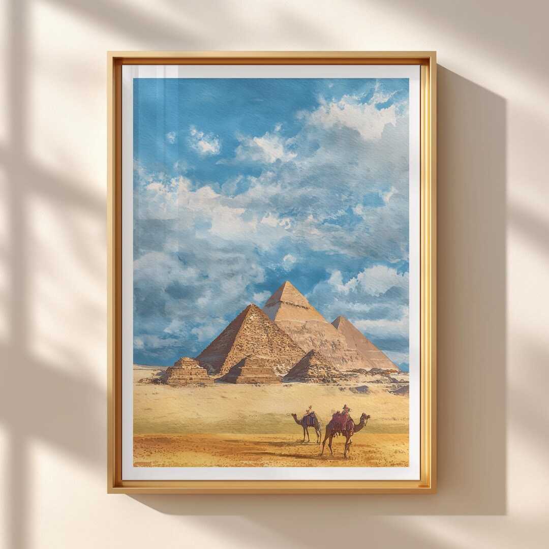 Egypt Pyramids Travel Poster – Watercolor Print | Giza Wall Art ...