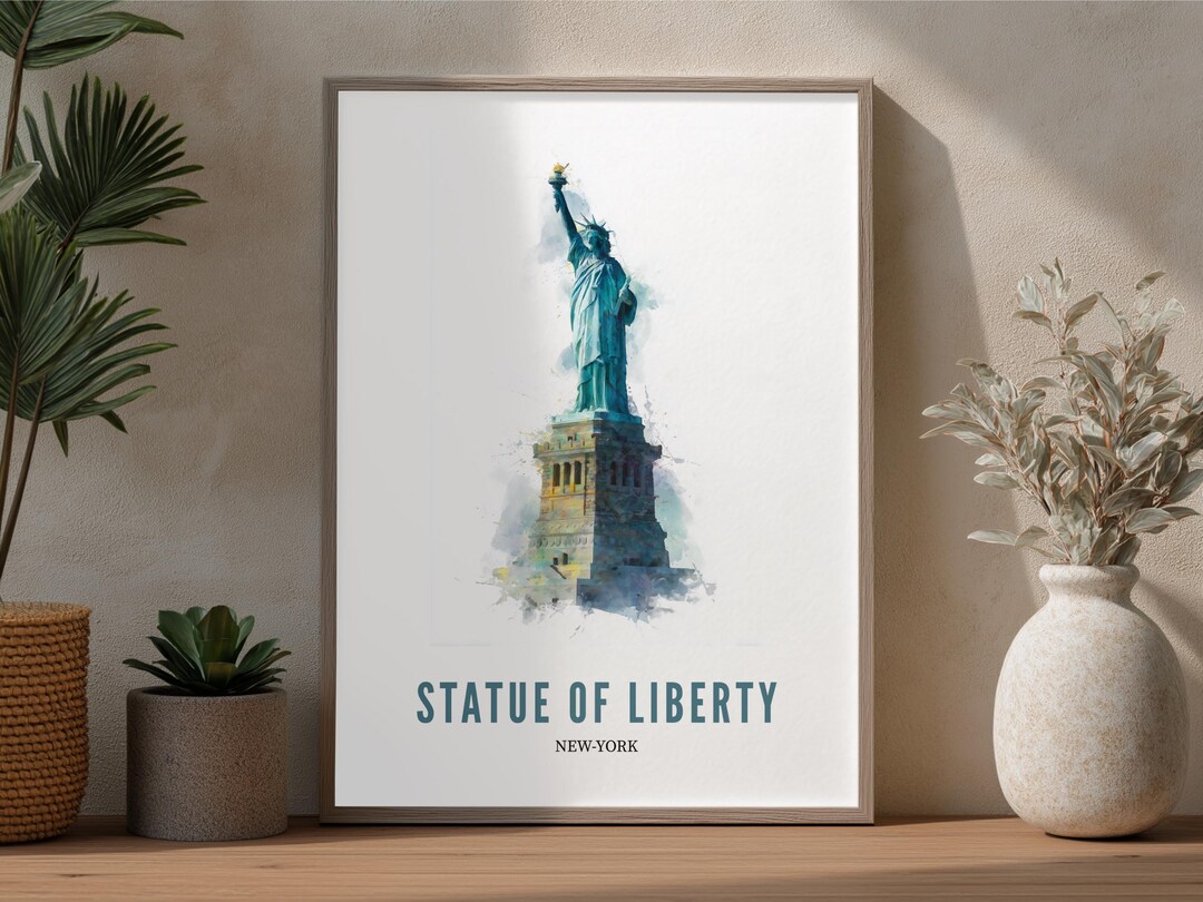 Statue of Liberty, Travel Poster, NYC Wall Art Print, New York Painting ...