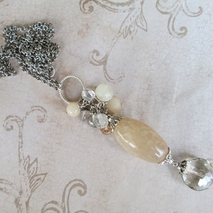 One of a kind Dragon Veins Agate Bead cluster necklace
