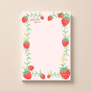 Strawberry Notes Notepad | Cottagecore Strawberry Memo Pad | Berry Lover Stationery | Summer Notes Pad | Strawberry Fields Notepad