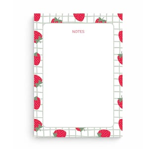 Anteckningsblock med sött jordgubb | Minimalistiskt estetiskt skrivblock | Söt skrivbordsmaterial