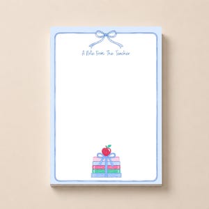 Teacher Notepad | Stack of Books, Apple Design | A6 Memo Pad