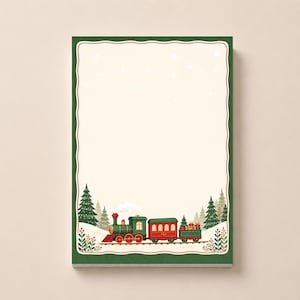 Christmas Train Notepad | Holiday Stationery | Vintage Christmas Notepad | Winter Notes Pad | Christmas Gift