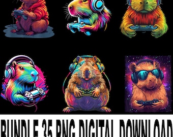 Capibara gamer PNG, capibara divertido jugando videojuegos, meme lindo sublimado