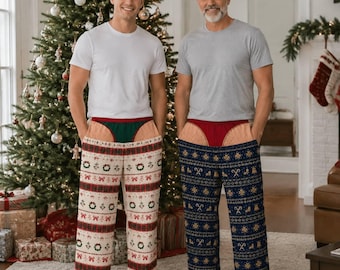 Custom Funny Pajama Pants for Men, Personalized Christmas Gift for Him