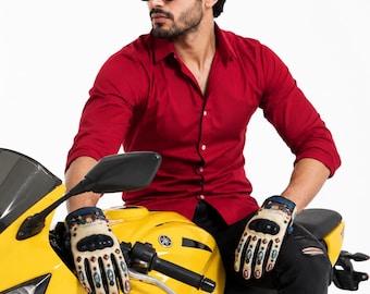 Leren motorhandschoenen: handgemaakt, zacht, comfortabel ontwerp
