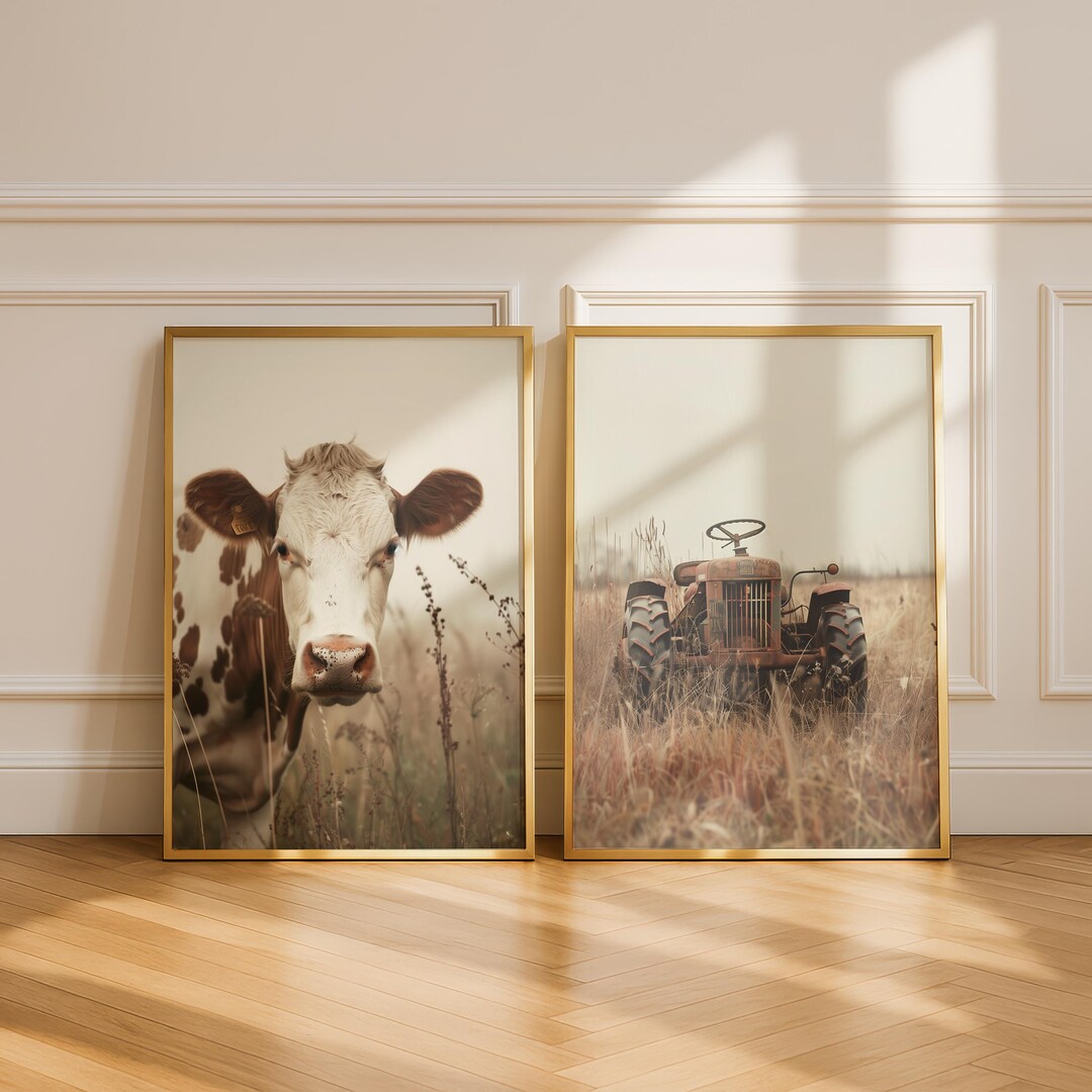 Rustic Farm Wall Art Set Vintage Barn Animal Prints Neutral Country ...