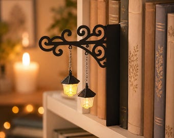 Decorative Book Lamp Bookmark, Mini Hanging Lantern Reading Light, Gothic Bookshelf Decor, Cozy Book Nook Gift for Book Lovers