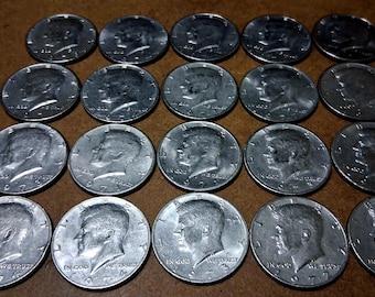 1970s Kennedy half dollar 50 cent piece coins set of 20