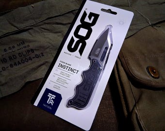 SOG instinct mini necklace or boot knife & sheath survival camping