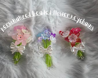 Handgemachte personalisierte Perlen Blume Schlüsselbund Zubehör Charme - 100% anpassbar!