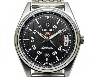 ヴィンテージ セイコー5 自動巻き腕時計 – 1970年代 ブラックダイヤル