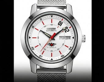 シチズン 自動巻き メンズ腕時計 ヴィンテージ ホワイト文字盤 日本製 機械式 デイデイト 腕時計