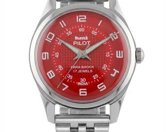 ヴィンテージ HMT パイロット メカニカルウォッチ | レッドダイヤル、インディアンヘリテージ