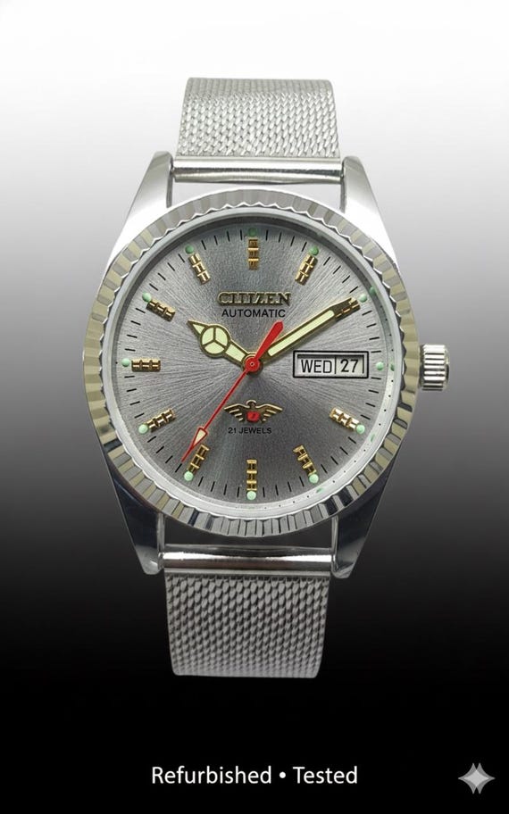 Citizen Automatic Watch for Men Vintage Silver Dial Japanese  display picture 3