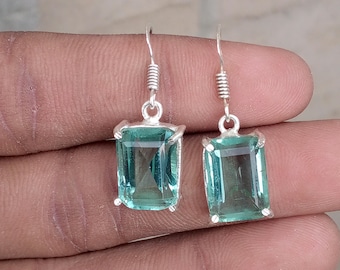 Aquamarine Earring, 925 Sterling Silver Earring, Gemstone Earring, Dangle & Drop Earring, Handmade Earring, Dainty Earring, Gift For Wife