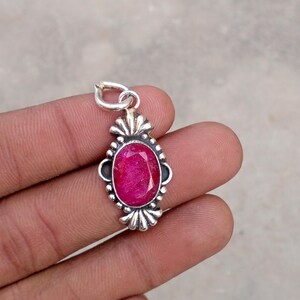 Natural Ruby Pendent, Pretty Gemstone Pendent, 925 Sterling Silver Pendent, Handmade Pendent, Women Jewelry, Designer Pendent, Gift For Her