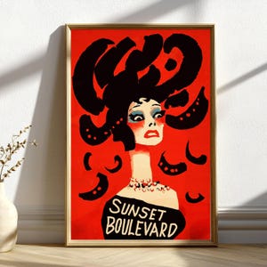 Sunset Boulevard-affisch, filmaffisch, modern canvasväggkonsttryck, minimalistisk heminredning, vardagsrumsinredning, canvaskonstverk, present
