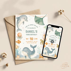 Birthday Invitation Customized Under The Sea Kids Digital Invite Templates Editable Printable Animated Bundle
